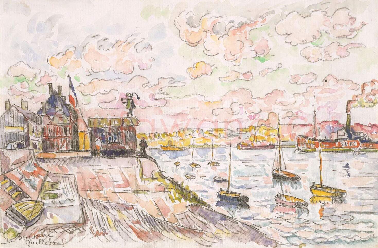 新印象派“西涅克”水彩画速写风景