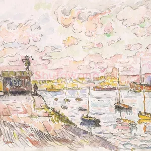 新印象派“西涅克”水彩画速写风景《Quilleboeuf》