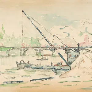 保罗·西涅克水彩画《巴黎的艺术桥》