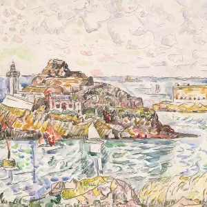 保罗·西涅克水彩画《莫莱克斯河的入口》风景