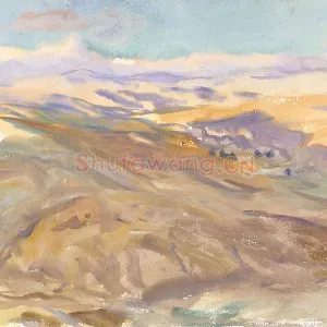 萨金特水彩风景画《日落》