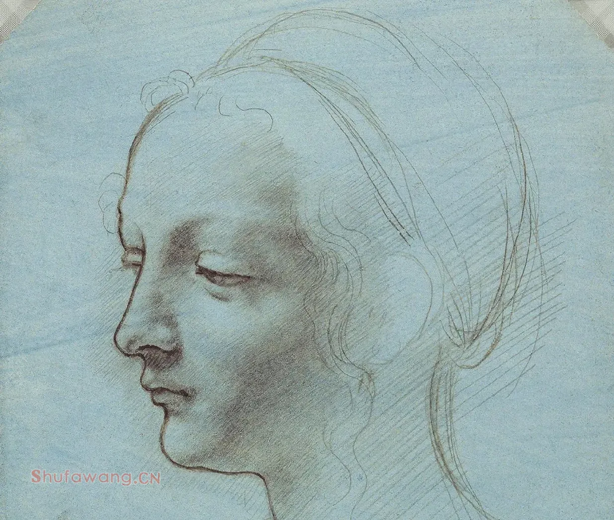 达·芬奇素描人物头像《女子侧面肖像》_01