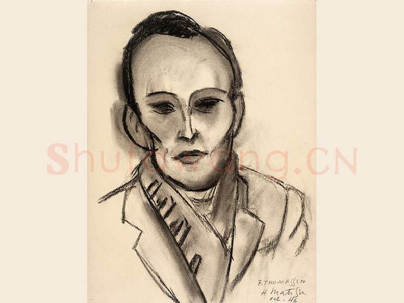 马蒂斯素描头像《F.托马辛肖像》