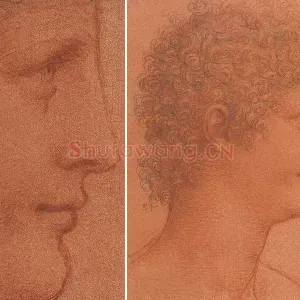 达芬奇素描人物作品《卷发青年男子头像》