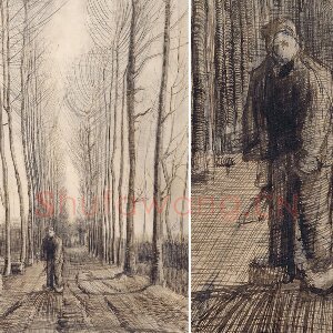 梵高素描风景作品《杨树大道》