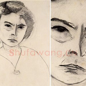 马蒂斯素描画《哈丽特·莱恩·莱维肖像》